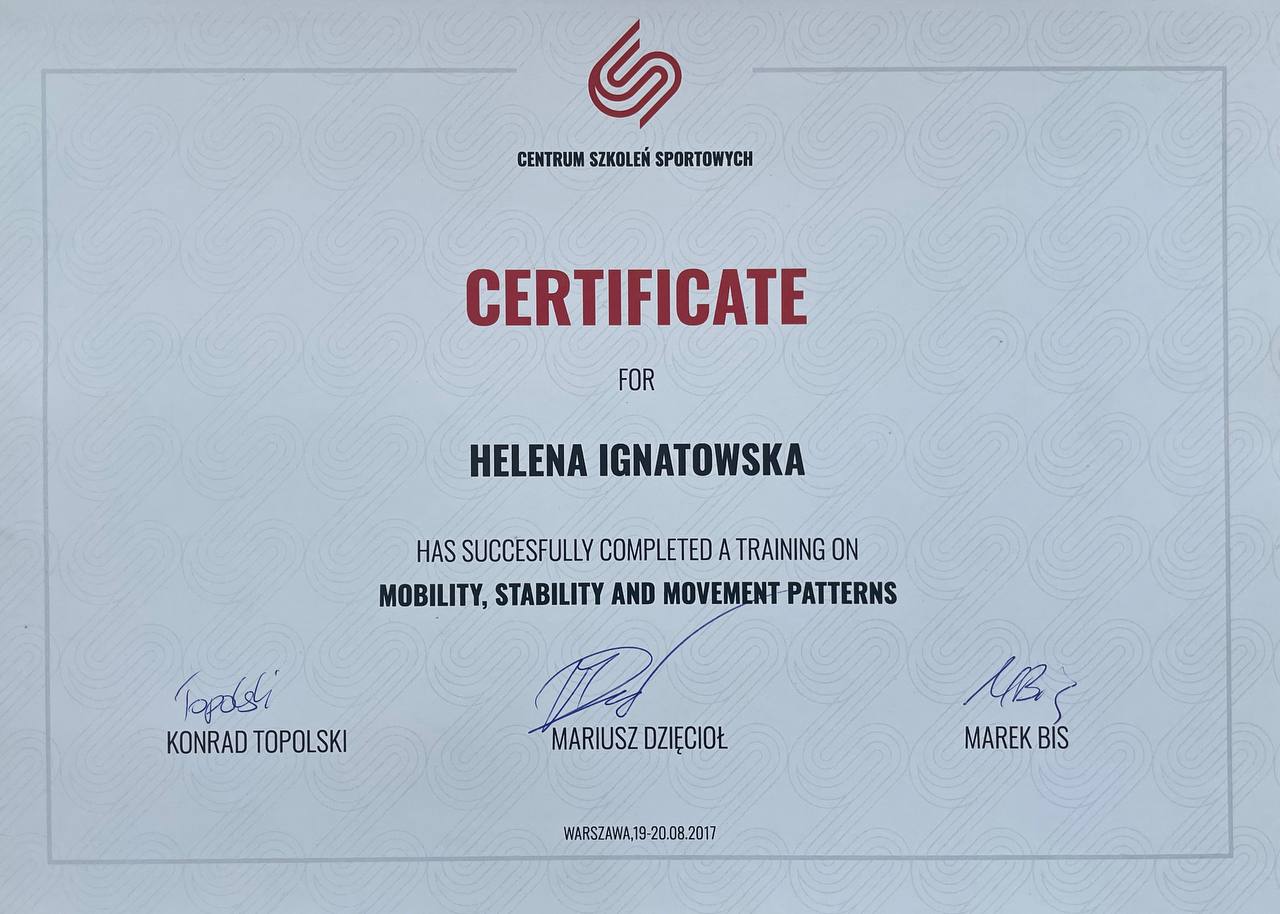 Helena Ignatowska Mobility stability training